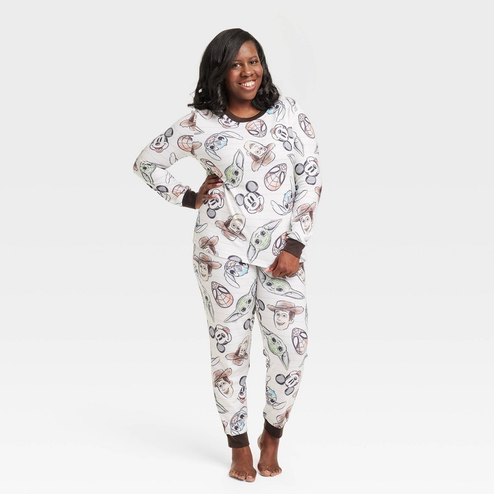 Disney Character Women's Pajama Set Medium NWT Mickey Stitch Yoda 2-Piece